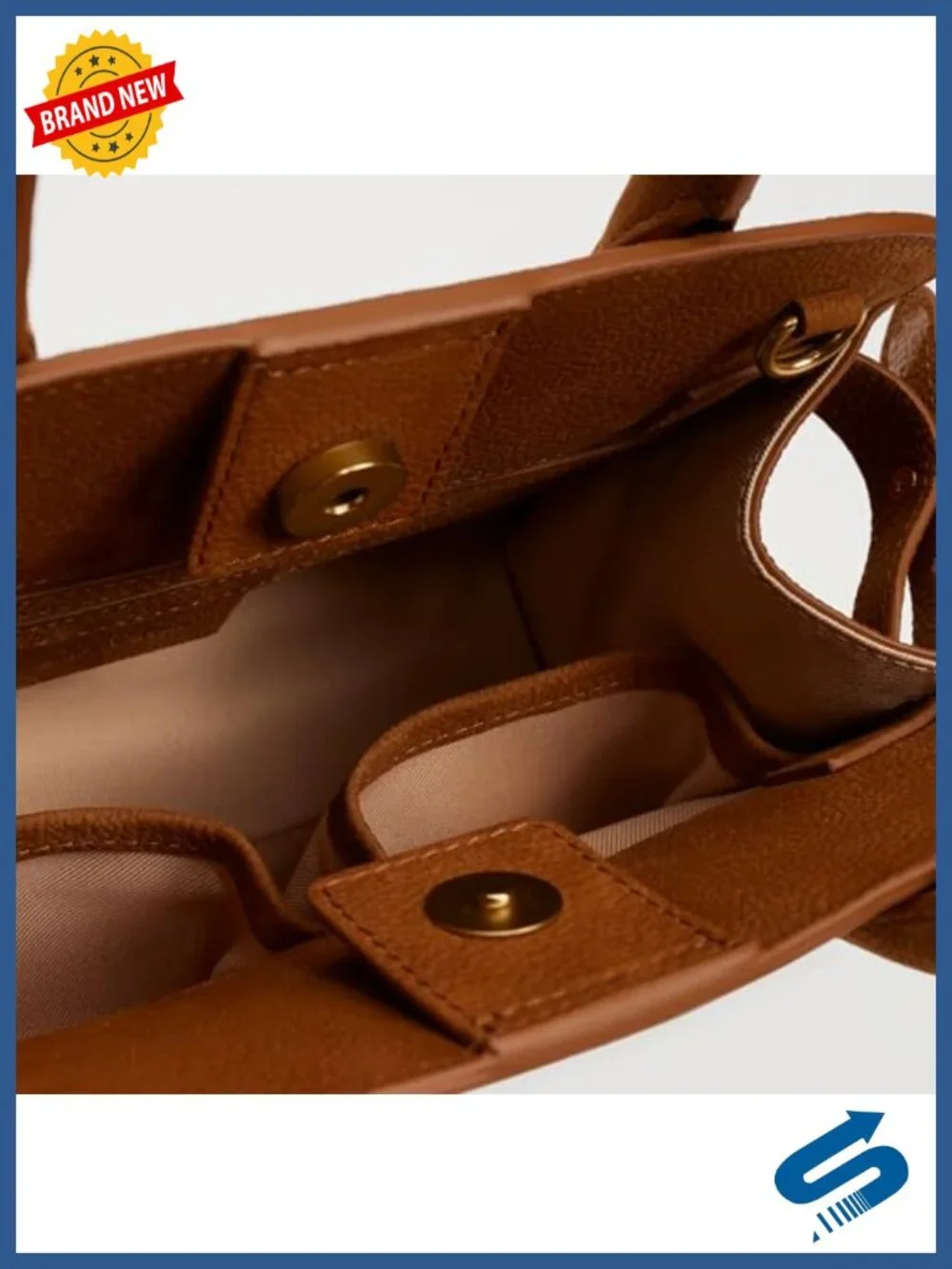 Leather Bowler Satchel with Magnetic Closure and Crossbody Strap